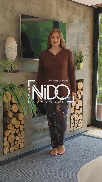 🖤 طقم بيجامة Nido Homewear - موديل 4692 - أناقة وراحة 🛋️✨