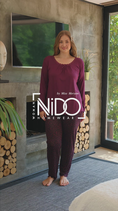 🖤 طقم بيجامة Nido Homewear - موديل 4687 - أناقة وراحة 🛋️✨